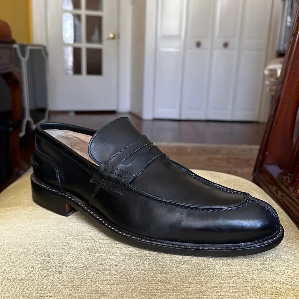 Bugatchi Men’s Black Leather Loafer Slip On Dress Shoe Size 11 Made in Italy